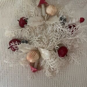 Vintage mushroom and apple  White and Red Holiday Christmas candle garland